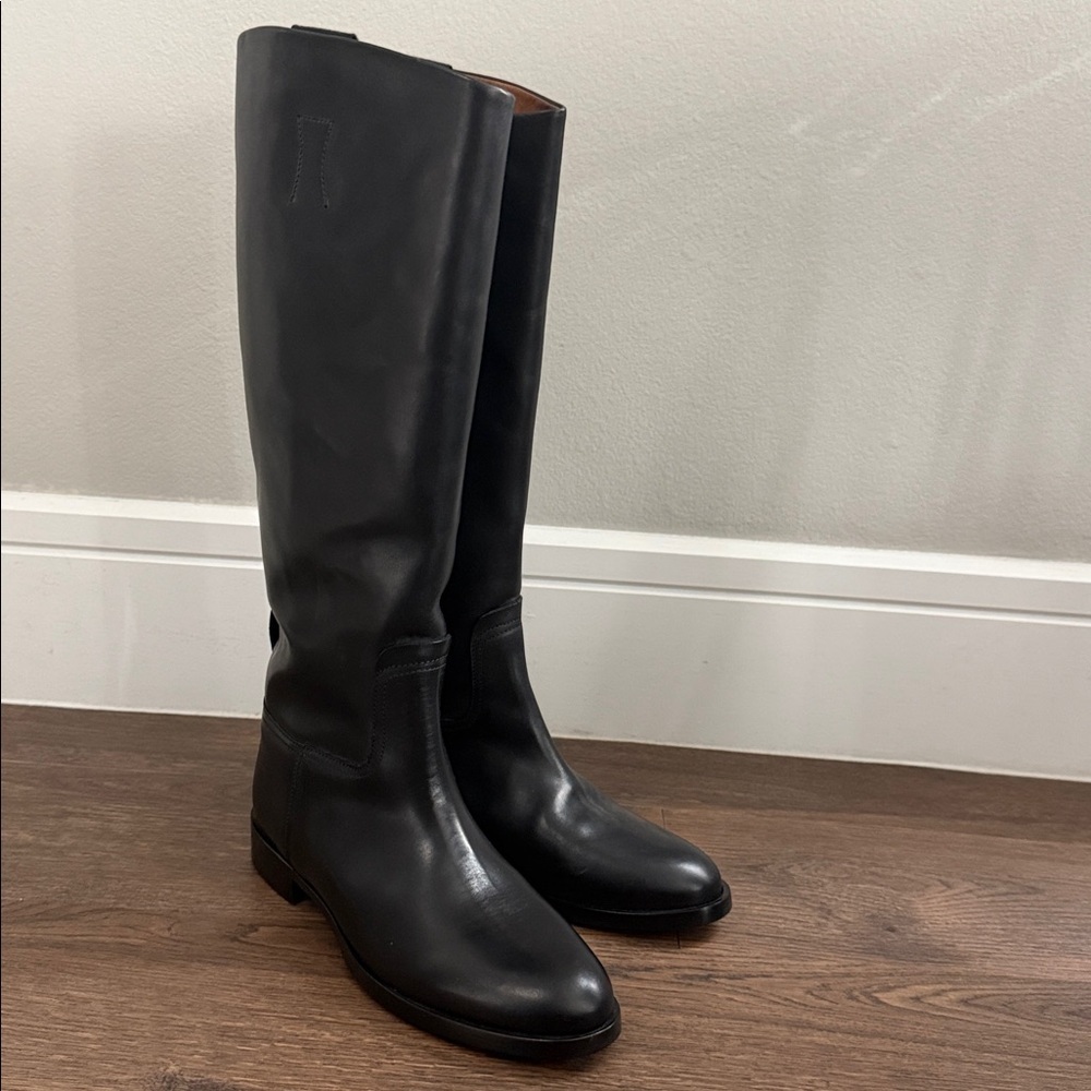 Rag & Bone Black Leather Knee High Riding Boots Sz 39 Made in Italy